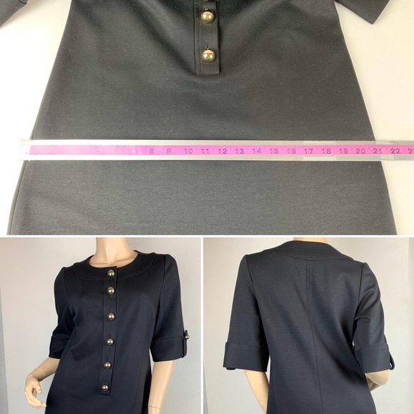 Shoshanna Short Sleeve Shift Dress Gold Buttons 10 - Picture 8 of 8